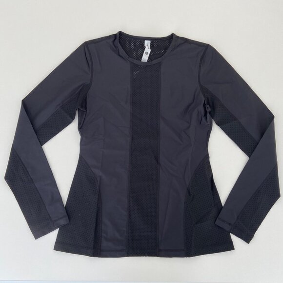 Karma Athletics Womens Black Long-Sleeve Perforated Activewear Top Size Small - Picture 12 of 16